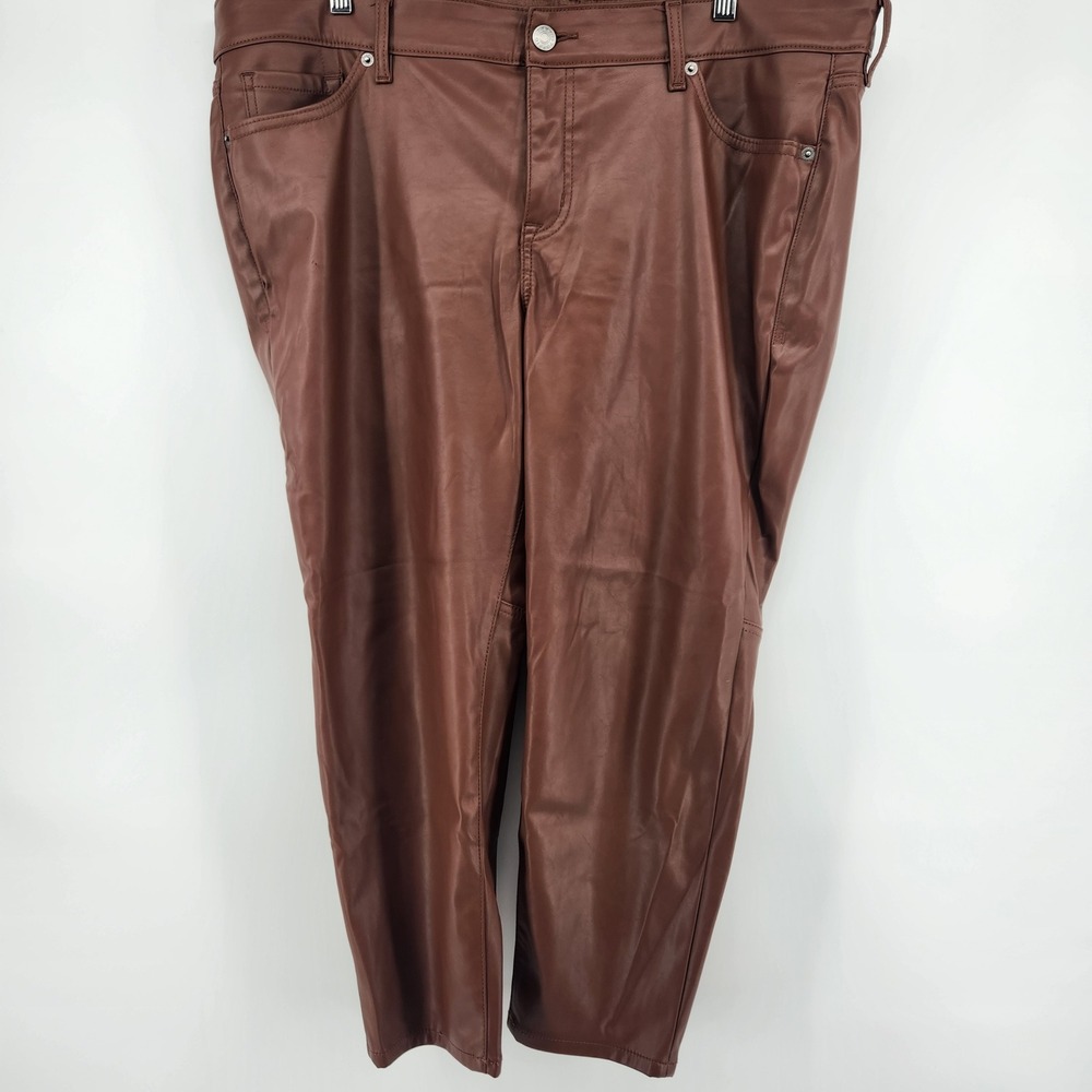 Torrid Womens 18S Brown Faux Leather Skinny Cropped Moto Pants High Rise